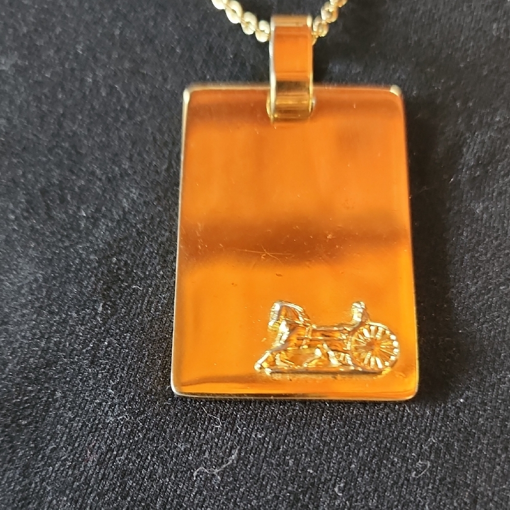Gold Rectangular Pendant Necklace - image 1